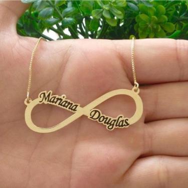 Imagem de Gargantilha Infinito Dois Nomes Banhados Em Ouro