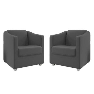 Imagem de Kit 2 Poltronas Tilla Suede Cinza Dal Poz Estofados