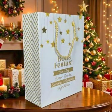 Imagem de Sacola De Presente Celebração 27 X 19,4 X 8,6cm Boas Festas - Casa Pal