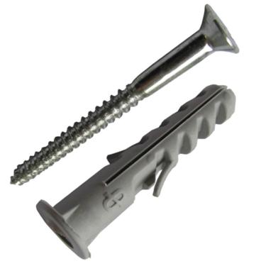 Imagem de Bucha Nylon 8mm com Anel E Parafuso Para Madeira de Cabeça Chata 5,5x50 Cartela 5 Peças  Pmb632 F