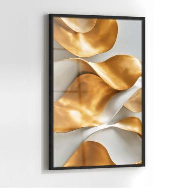 Imagem de Quadro com Moldura e Acrilico Cristal Vidro Arte Moderna Dourada para 