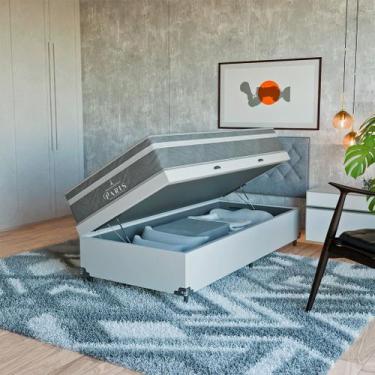 Imagem de Cama Box Baú Solteiro + Colchão Paris Molas Ensacadas Cinza - eShop ca
