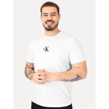 Imagem de Camiseta Calvin Klein Jeans Masculina Logo CK Frontal Branca-Masculino