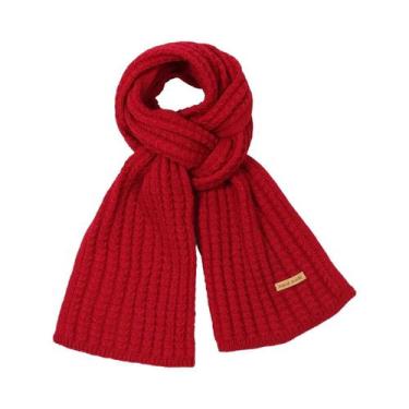 Imagem de Cachecol De Lã Tricotado Grosso E Quente Unissex, Preto, Macio, Em Cas