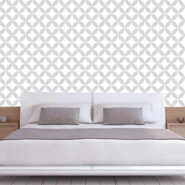 Imagem de Papel De Parede Geométrico Cinza E Branco Autocolante Sala