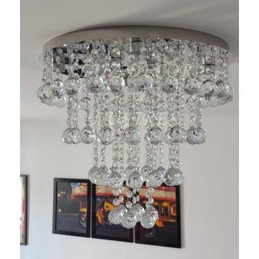 Imagem de Luminária Plafon De Cristal De 30mm Para Sala De Estar Com 40cm De Diâ