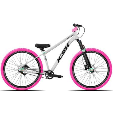 Imagem de Bicicleta KSW do Grau Kit 1x1 Freio Hidráulico Pneus Flame, Branco 3