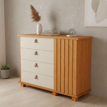 Imagem de Cômoda ripada com 4 Gavetas Espaçosas Ideal para Quartos Moderna - Mov