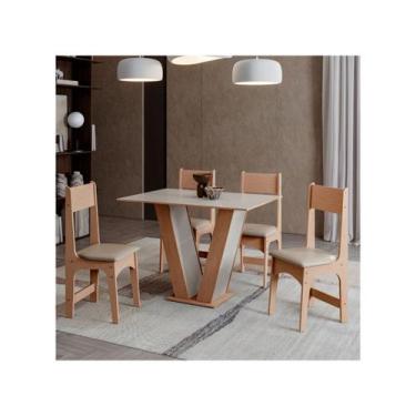 Imagem de Mesa de Jantar com 4 Cadeiras Retangular Luiza Sonetto Móveis, Mel e O