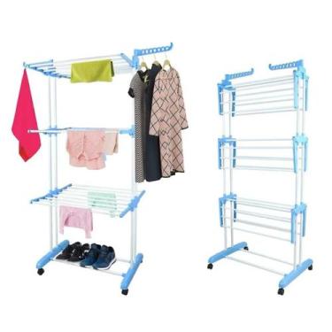 Imagem de Varal Dobrável De Chão Grande Varal De Roupas 3 Andares G - Home Goods