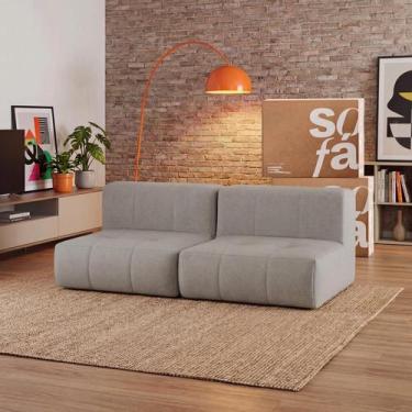 Imagem de Sofá 2 lugares Modular Sofá na Caixa em Boucle com 2 Módulos 1,72m Sem