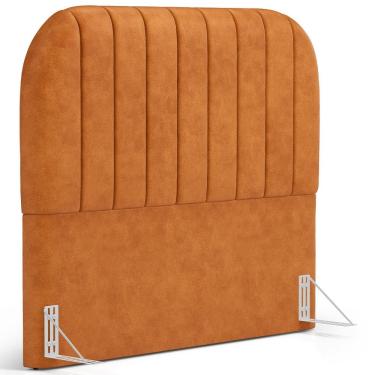 Imagem de Cabeceira Cama Box Casal Estofada Orgânica 140cm Alice W01 Couríssimo Canela - Lyam Decor