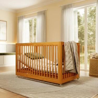 Imagem de Berço Evolutivo 3 em 1 em Madeira Maciça com Sistema Anti Refluxo Pneumático Lion Carvalho Avelã