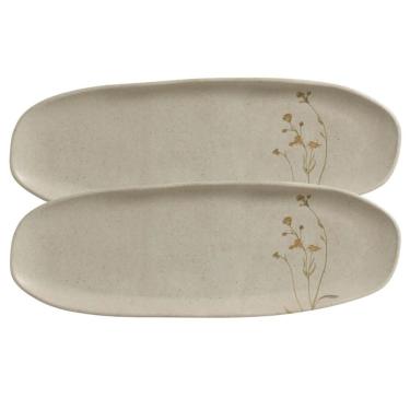 Imagem de Conjunto com 02 Travessas Oval Rasa Grande 36x13 cm Campestre Porto Brasil