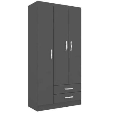Imagem de Guarda Roupa Atalaia 3 Portas 2 Gavetas Solteiro Evidencia Cor Preto, 