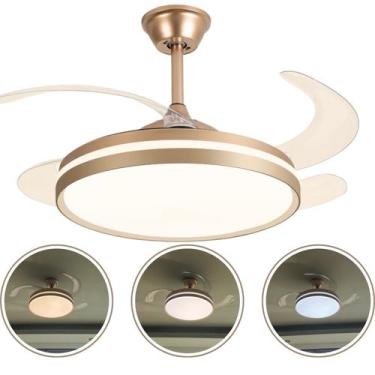 Imagem de Ventilador de Teto 4 Pás Retráteis Dourado com LED Multicolor SL, Dour