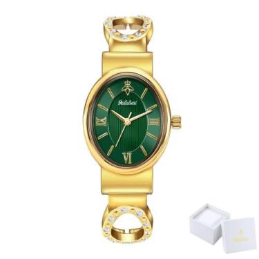 Imagem de relógio de quartzo feminino sofisticado a ouro - - Sanda, Verde