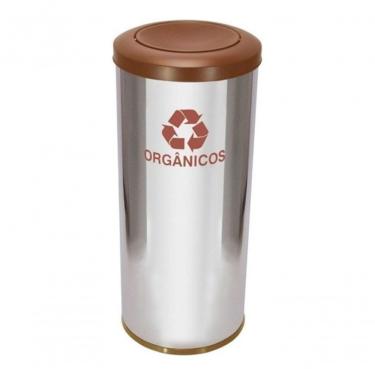 Imagem de Lixeira de Aço Inox 30l com Tampa Plastica Meia Esfera 30L Abertura Basculante com Balde Interno Inox Higipack