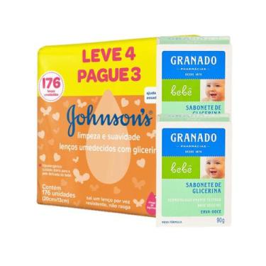 Imagem de Kit Lenço Umedecido e 2 Sabonete Barra Erva Doce Granado - Granado E J