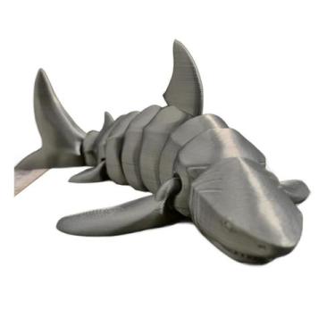 Imagem de Brinquedo Tubarão Articulado 20cm Shark Jaws Bruce Flexível Antiestres