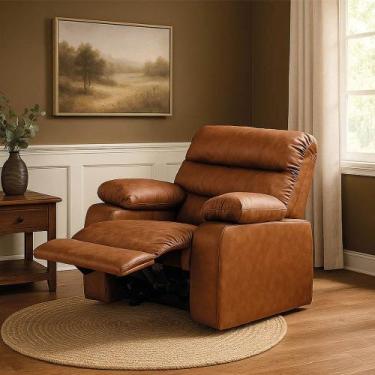 Imagem de Poltrona do Papai Reclinável Retrátil Naaman Sintético PU Nozes K01 - 