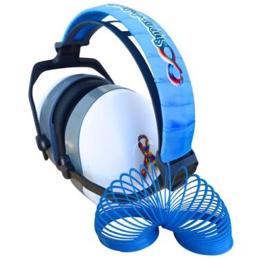 Imagem de Abafador de Ruidos Autistas 26 DB Branco arco Blue + Diversão Mola Cog