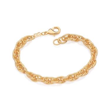 Imagem de Pulseira Grossa feminina Banhada a ouro 18 k mede 19 cm rommanel 55213