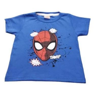 Imagem de Camiseta Infantil Fantasia Super Herói Homem Aranha - Gênerica, Azul, 