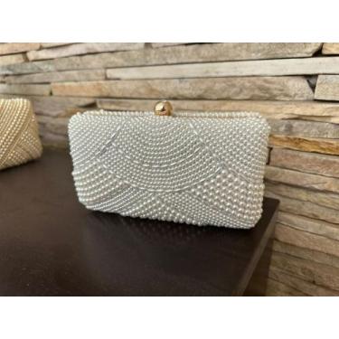 Imagem de Bolsa Feminina Clutch Festa Bordada Pérola Dourada E Prata - Madame Ol