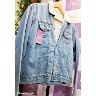Imagem de Jaqueta Feminina Jeans Forrada - flor de livia, Azul, GG