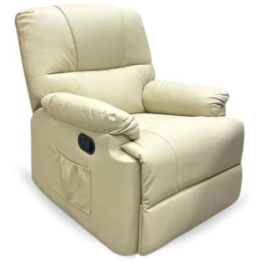 Imagem de Poltrona Reclinável Massageadora Corino Papai Sofa Cadeira Massagem Relaxante Bege Importway Iwprm
