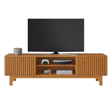 Imagem de Rack Trunfo para Tv até 70" 2 Portas Ripado Cor:Cinamomo - JCM Movelar