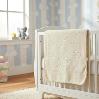 Imagem de Cobertor infantil 80x110cm Em Relevo Touch Bicicleta Bege Jolitex - Jo