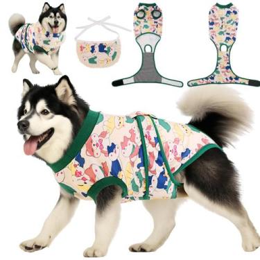 Imagem de Macacão de Recuperação para Cães YibooAura Pós-Cirúrgico com Bandana