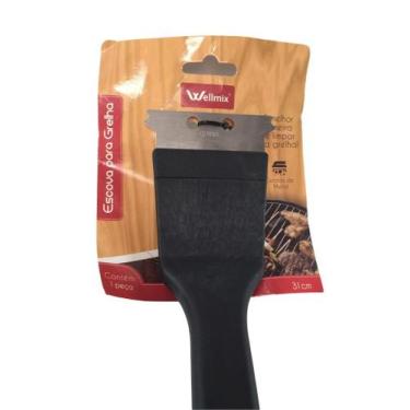 Imagem de Escova Limpa Grelha De Aço Com Raspador Para Churrasqueira 23 cm - wel