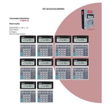 Imagem de Kit 10 Calculadoras Vighs V-8875-12 12 Dígitos