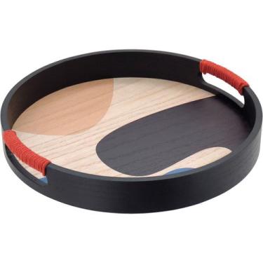 Imagem de Bandeja Home&Co 4x30x30cm MDF Preto Enfeite Decoração para Sala Mesa e