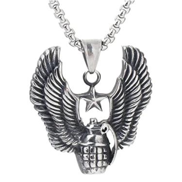 Imagem de Corrente com Pingente Aço Inox Granada Hip Hop Militar Segurança Airsoft