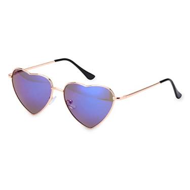 Imagem de Óculos de sol com armação de metal moda feminina vestido extravagante retrô em forma de coração com lente gradiente óculos de sol uv 400 ao ar livre, c07, china