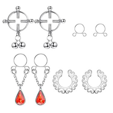 Imagem de Simhoa 8 conjuntos de anéis pendentes falsos de aço inoxidável coração para grade