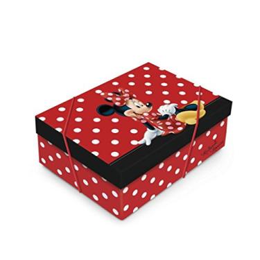 Imagem de Caixa Para Presente Retangular com Tampa Cromus Embalagens na Estampa Minnie Mouse Joy com Fechamento em Elástico 46x33x14 cm com 10 Unidades
