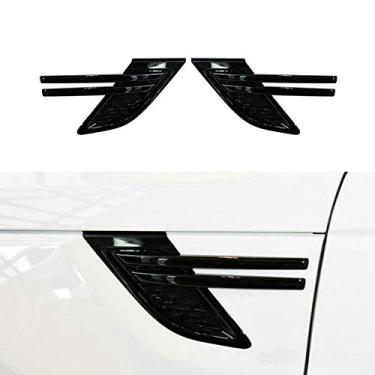 Imagem de 2 peças serve para Land Rover Range Rover Sport 2014 2015 2016 2017 capas de ventilação lateral Fender Mesh Cover decoração grade preta