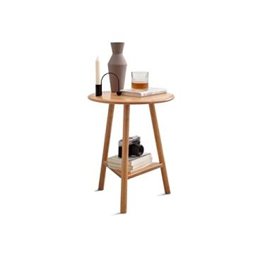 Imagem de Mesa de centro simples mesa lateral de 2 camadas pequena mesa de centro moda mesa de canto sala de estar sofá mesa de centro abajur mesas de canto