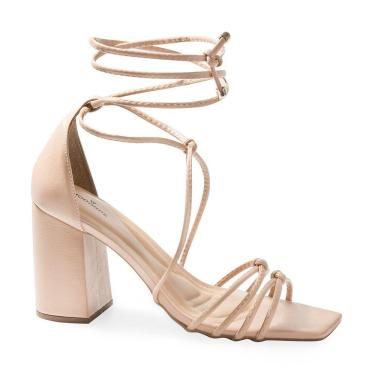 Imagem de Sandália Modarpe Salto Bloco Grosso Amarração Feminina B15
