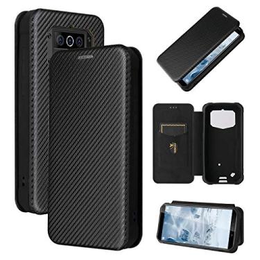 Imagem de HONGYAN Capa de telefone Para oukitel wp5 / wp5 pro textura de fibra de carbono horizontal flip tpu + PC + PU couro com slot de cartão Capa protetora