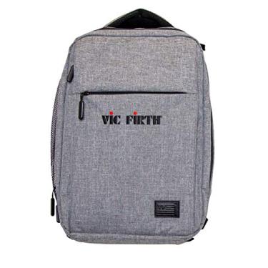 Imagem de Vic Firth Mochila de lona para laptop de viagem, cinza com forro vermelho, unissex, tamanho único, PBKPK