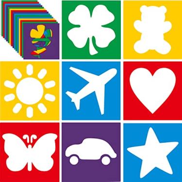 Imagem de Estêncil de desenho geométrico para crianças, 24 peças para crianças, estêncil primário, lavável calçada, giz de calçada, modelo de desenho colorido para crianças, crianças e pré-escolares