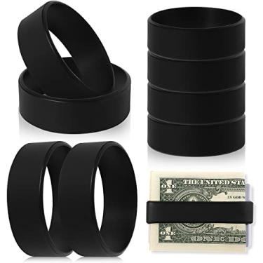 Imagem de Conjunto de 8 pulseiras pretas de silicone para dinheiro e cartões de dinheiro com elástico para dinheiro, carteira, clipe de dinheiro alternativo, com 4 cartões de PVC para homens e mulheres