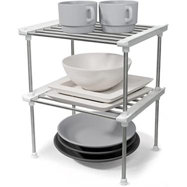 Imagem de Carrotez organizador de armário de despensa, organização e armazenamento de despensa, organizadores de armário e armazenamento, organizador de prateleiras para despensa, organizador de armário de cozinha, branco 25 x 19 x 15 cm