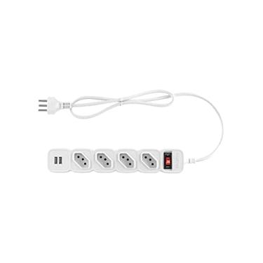 Imagem de Protetor Eletrônico Filtro de linha com 4 tomadas e 2 entradas USB EPE 204 Branco Intelbras